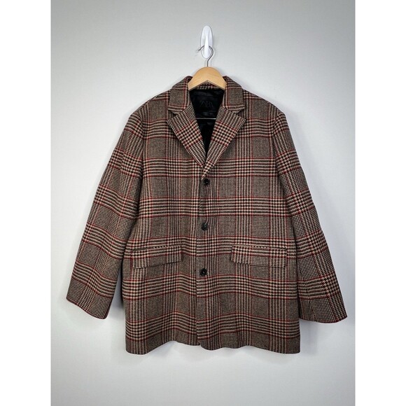Zara Women Plaid Blazer Black Red Camel Jacket XL 2218/721/700 Academia Preppy - Picture 1 of 10